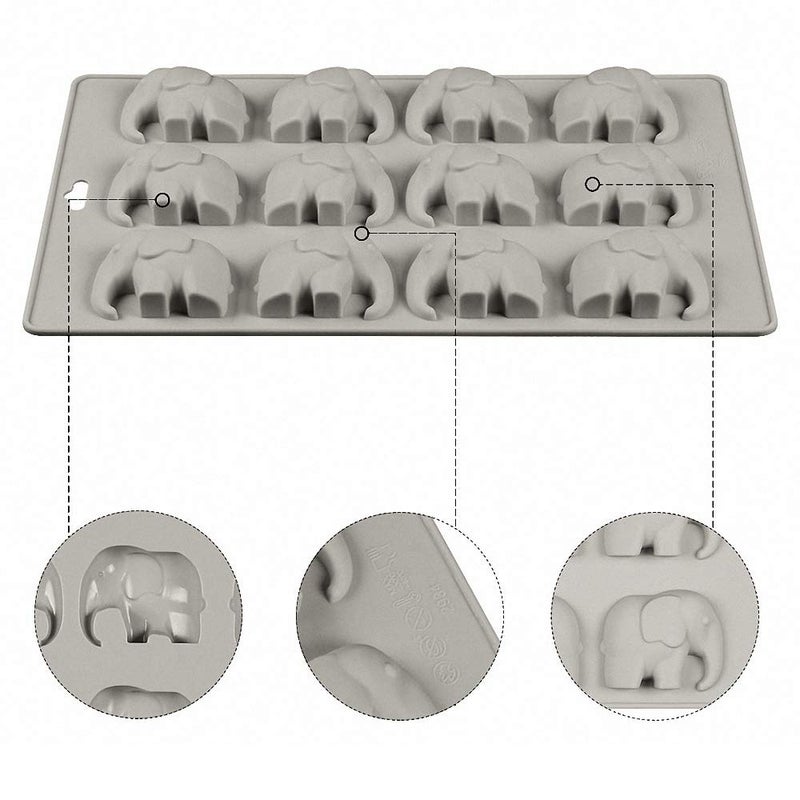HiParty 12 Cavities Elephant Chocolate Candy Silicone Mold Gummy Fat Bomb Mould Resin Clay Mini Soap Crayon Mold Ice Cube Tray Cake Cookie Baking Pan for Baby Shower - Image 3